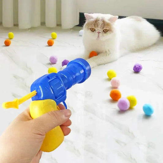 New Colors Cat toys Cat Plush Ball Shooting Gun Silent Toy Interactive Relief Self Hi Fun Micr Elastic Static Sticking Fur Balls